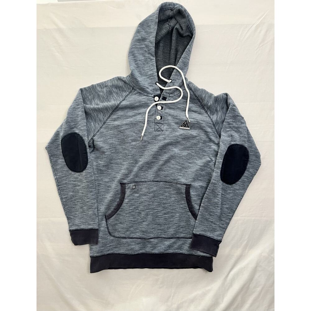 Rocksmith Hoodie Mens Large Gray Henley Pullover Elbow Patch Streetwear